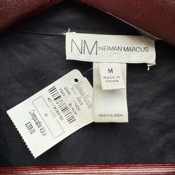 Neiman Marcus Black Linen Blouse - Picture 2 of 5